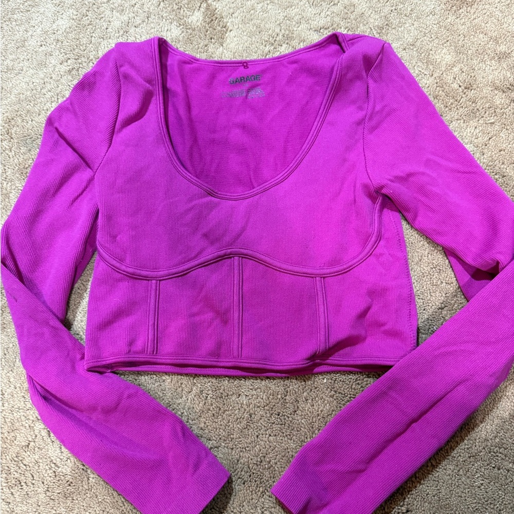 Garage Fuchsia Long Sleeve Crop Top